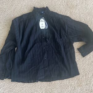 Black Lightweight Button-Up